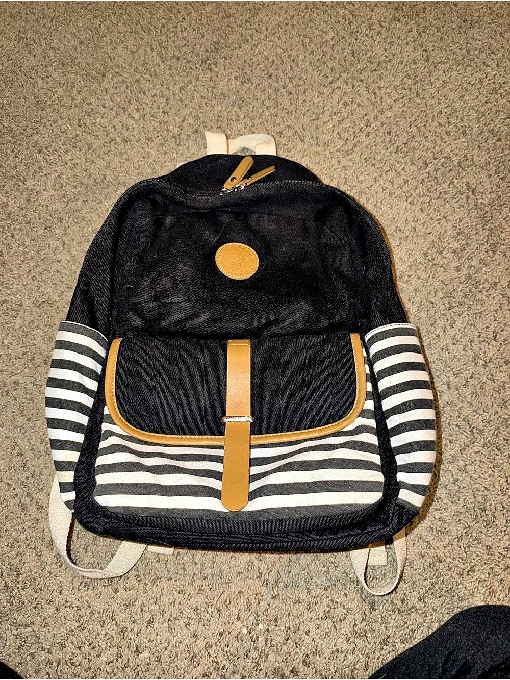 Striped Backpack in Black & White